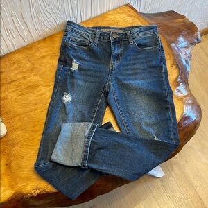 Girls Joes brand jeans with large leg cuff. Trendy.